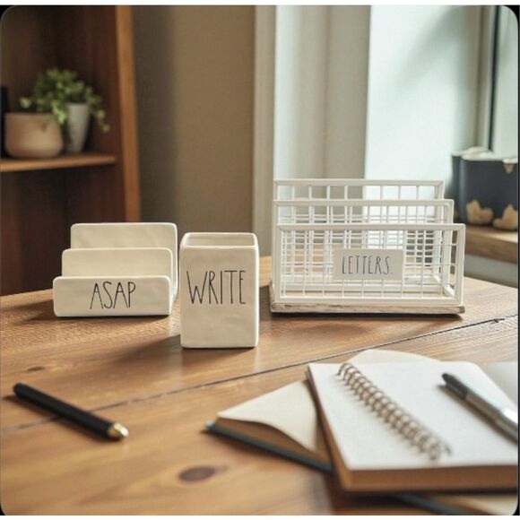 Rae Dunn "WRITE", "ASAP" and "LETTERS" Desk Organizer Set - Picture 2 of 8